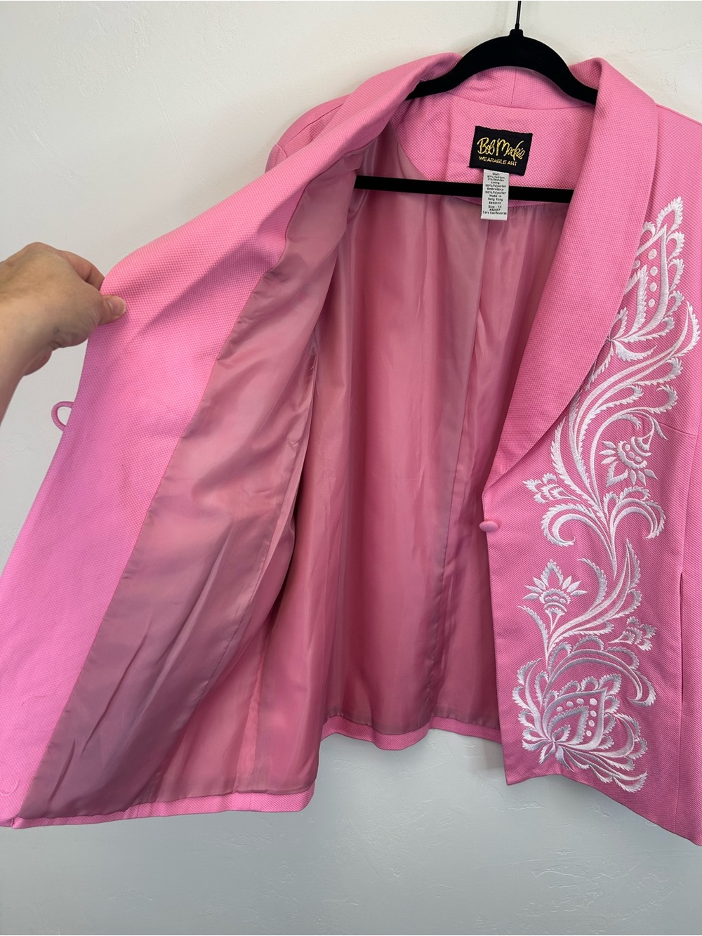 Bob Mackie Pink Embroidered Blazer Jacket Size 1X Plus Size Pockets Artsy  Bold - Picture 9 of 13